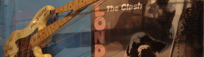 the clash's london calling smashed guitar at the rock and roll hall of fame