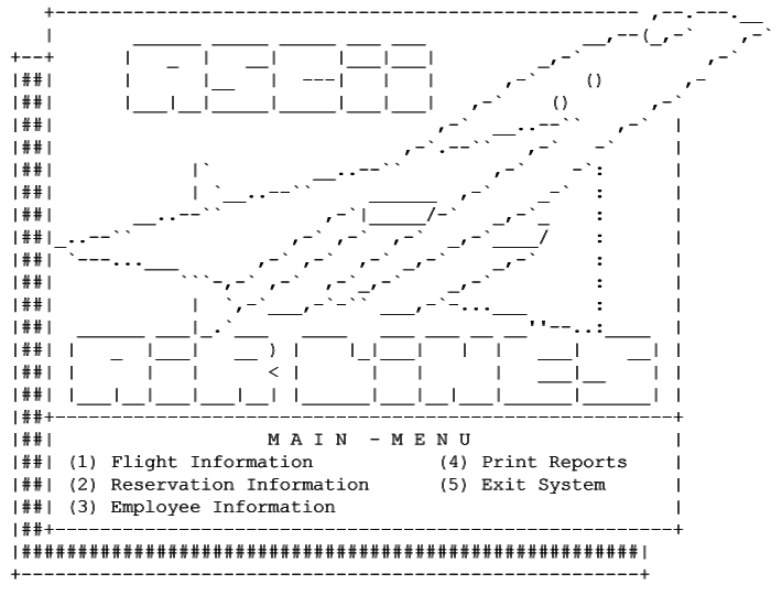 ascii airlines main menu