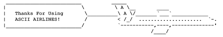 ascii airlines logout message