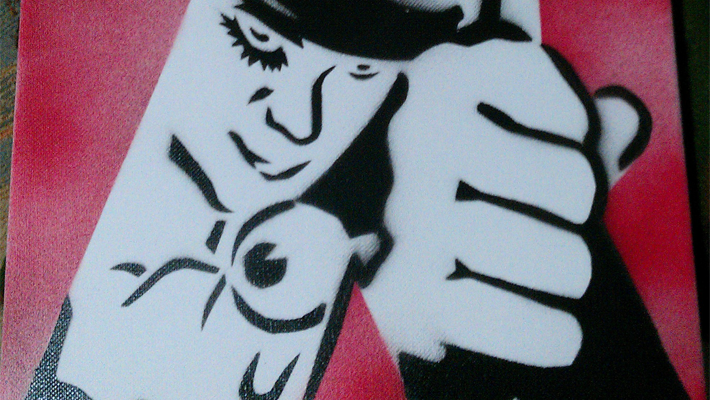 stencil graffiti - clockwork orange red canvas