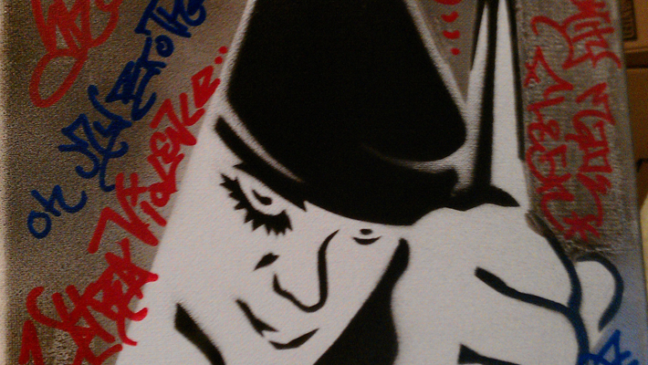 stencil graffiti - clockwork orange tag style canvas