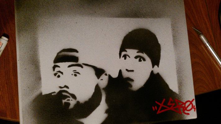 stencil graffiti - jay and silent bob